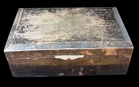 .800 Silver Wood Lined Sectional Cigarette Box