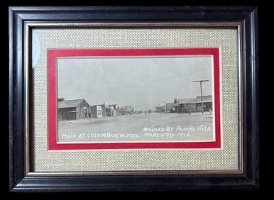 original Framed Real Photo Post Card of Main St., Columbus NM