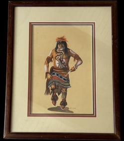 Signed Hopi Artist Raymond. Naha Watercolor Painting