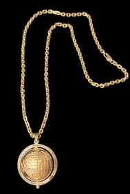 14K Yellow Gold Memory Globe Necklace with Diamond Accents