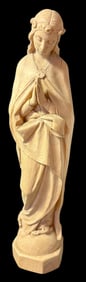 Hand Carved Wood Virgin Mary Statue