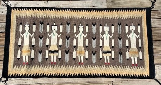 Native American Hand Woven Yei Design Rug