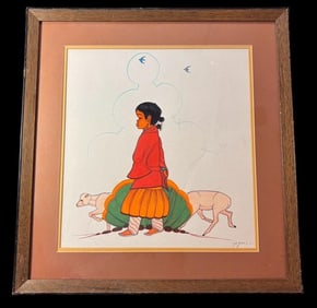 Navajo Artist B Yazz Tempera on Paper Painting