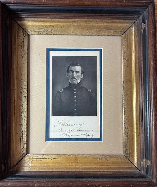 Civil War First Regiment Infantry Engraving of 2nd Lt. Phillip Sheridan Hand Signed RARE (1 of 4)