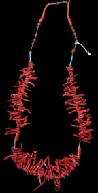 Native American Spiny Coral and Turquoise Necklace
