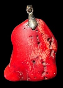 Coral Chunk Pendant With 18K Gold Filled Bail