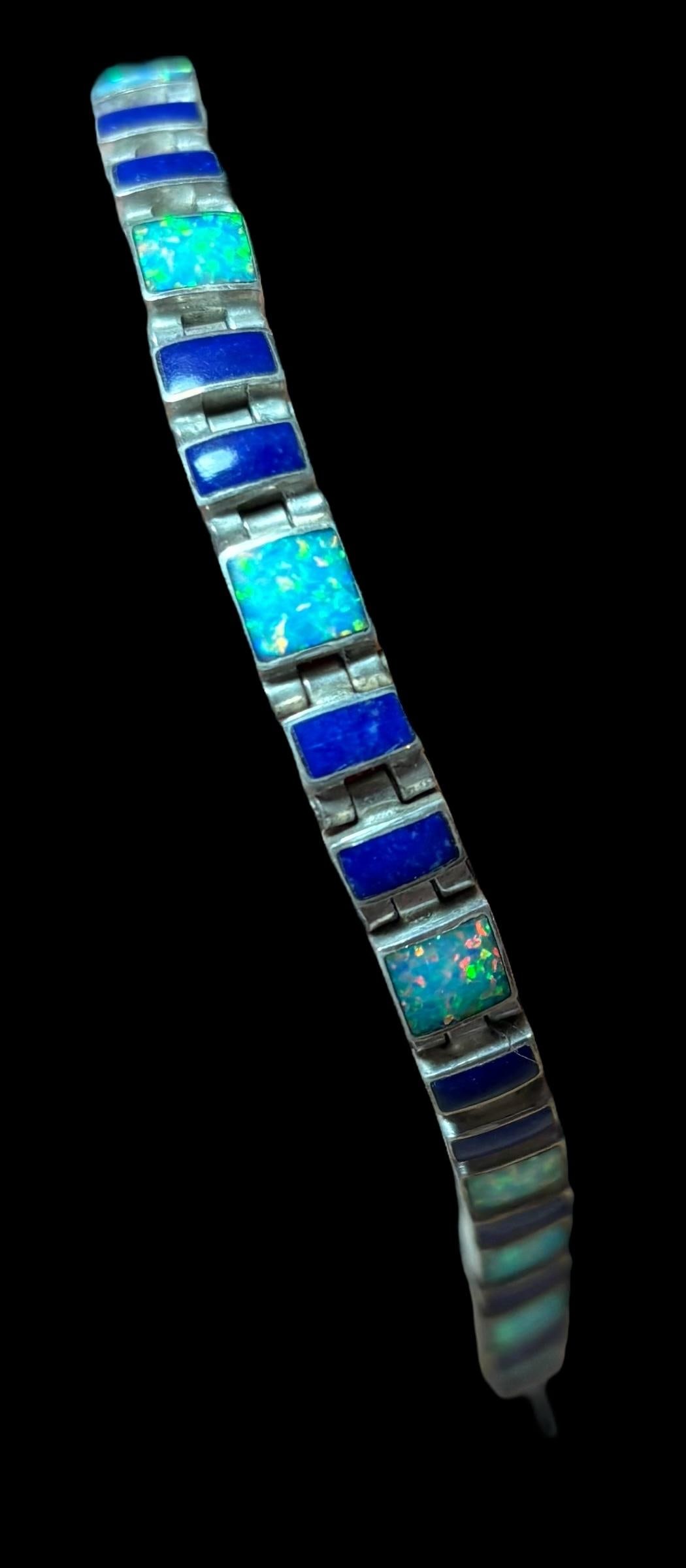 Sterling, Opal and Lapis Bracelet (1 of 3)