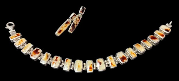 Sterling Pierced Earrings and Bracelet