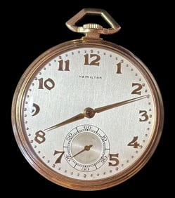 Antique Hamilton Pocket Watch with Wadsworth 14K Gold Case