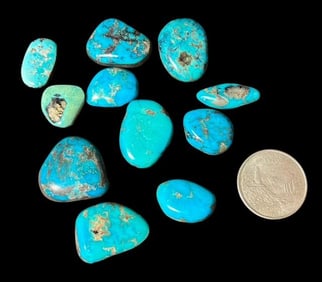 Lot of Eleven Turquoise Cabs