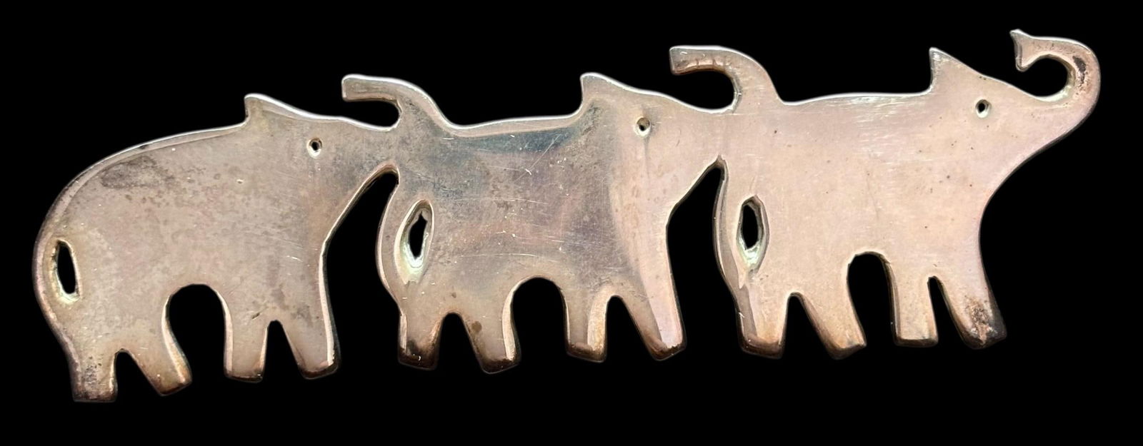 Taxco Sterling Three Elephant Pin (1 of 2)
