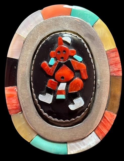 Native American Zuni Mudhead Pin/Pendant Signed Bev Etsate (1 of 2)