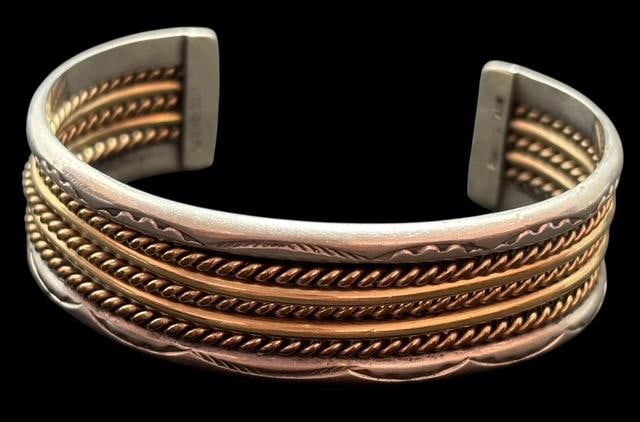 Sterling and Gold Filled Navajo Cuff Bracelet (1 of 2)