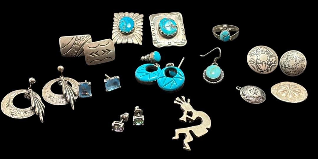 Mixed Lot of Native American Jewelry Sterling and Turquoise (1 of 3)