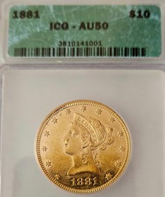 1881 Gold $10 Coronet Head Half Eagle Coin
