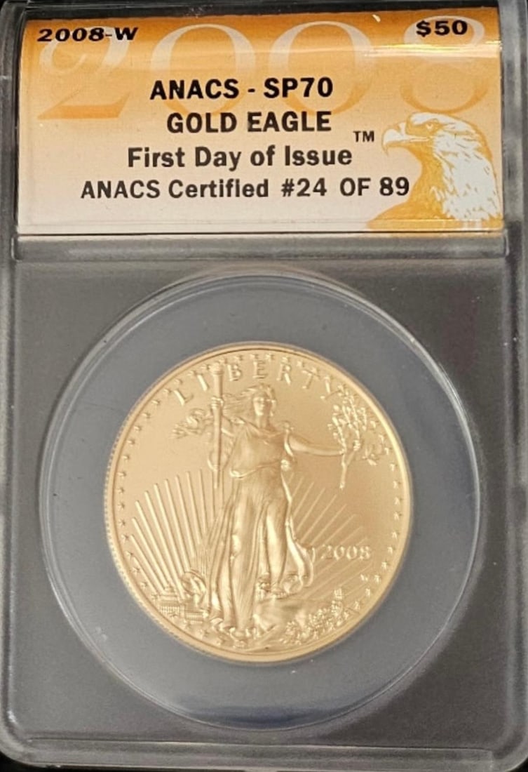 2008 W Gold American First Day of Issue $50 Coin (1 of 1)