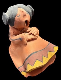 Native American Taos Pueblo Signed Sandoval Pottery Figure