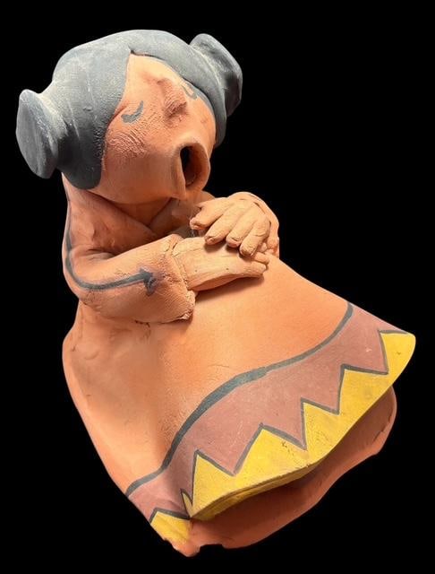 Native American Taos Pueblo Signed Sandoval Pottery Figure