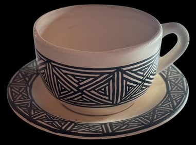 Native American Miniature Signed Acoma Cup and Saucer