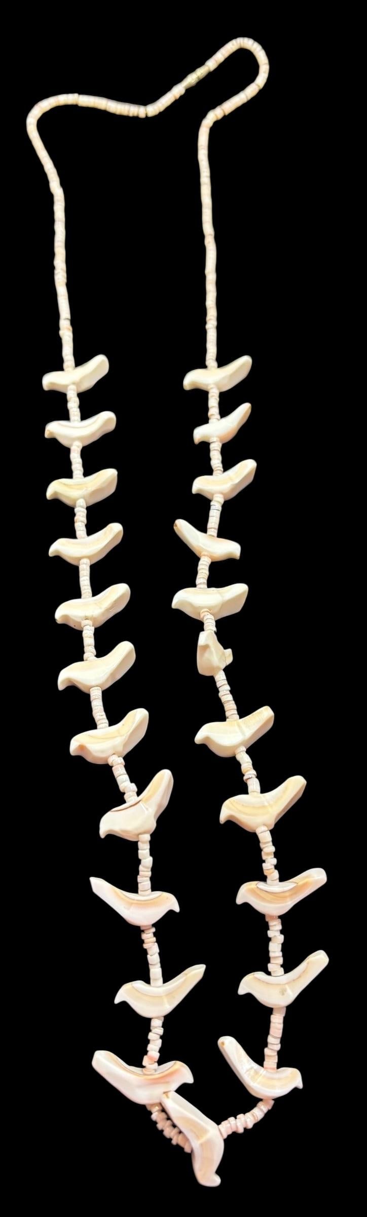 Native American Zuni Carved Shell Bird Fetish Necklace (1 of 2)