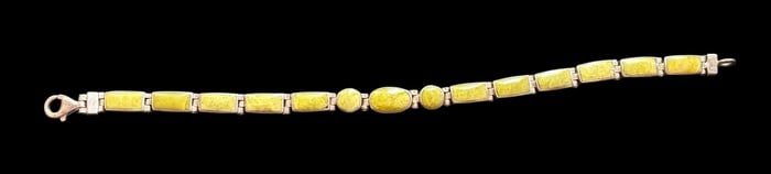 Sterling and Serpentine Stone Bracelet