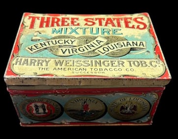 Vintage Three States Advertising Tobacco Tin