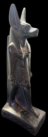 Anubis God Of Mummification Carved Stone-Tuff Figure Signed