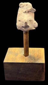 Pre-Columbian Carved Face on Display Stand 1200 CE