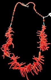Native American Spiny Coral and Turquoise Necklace