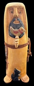 Wood Hand Carved St. Francis Statue Signed Valentin Romero Velarde, NM