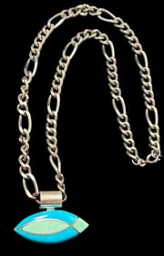 Sterling and Turquoise Pendant Necklace Signed