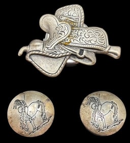 Lot of Three Sterling Western Button Covers