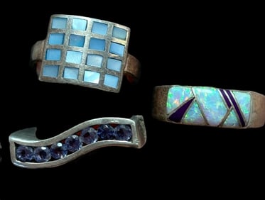 Lot of Three Sterling and Stone Rings