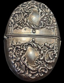 Antique Sterling Egg Shaped Decorative Box