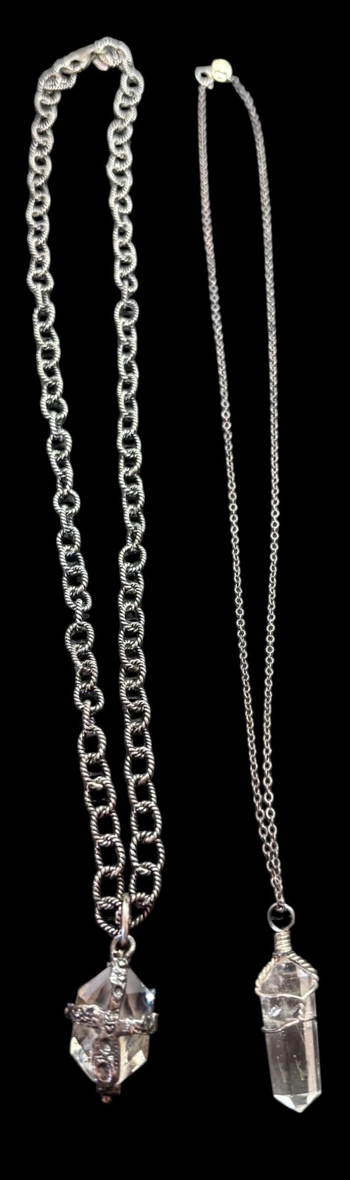 Pair of Crystal and Sterling Pendant Necklaces (1 of 4)