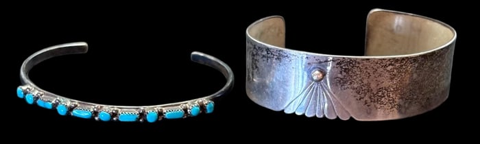 Lot of Two Sterling Cuff Bracelets