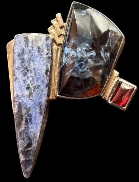 Gourneau Designer Sterling and Stone Brooch (1 of 2)