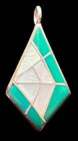 Native American Sterling and Stone Pendant Signed MKL