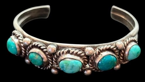 Native American Sterling Signed JP Cuff Bracelet
