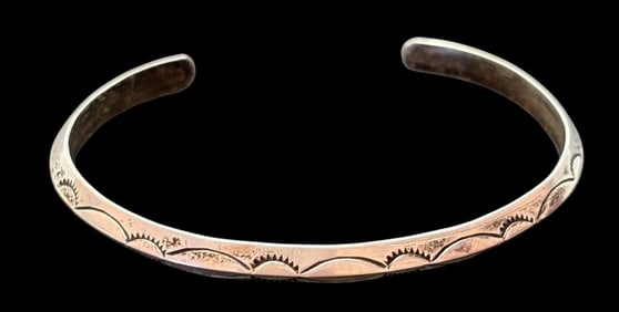 Native American Navajo Sterling Signed MD Cuff Bracelet