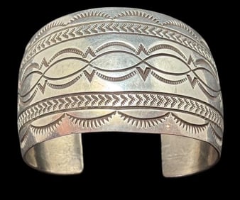 Native American Navajo Signed Sterling Cuff Bracelet Carson Blackgoat