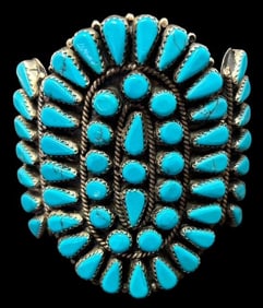 Native American Navajo Sterling and Turquoise Cuff Bracelet