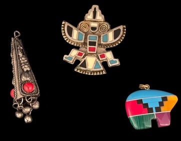 Lot of Two Pendants and One Bolo