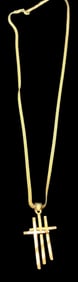 14K Gold Chain and 10K Gold Three Crosses Pendant