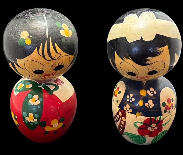 Two Vintage Japanese Bobblehead Kokeshi Dolls (1 of 3)