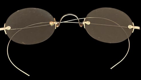 Antique Grey Oval Lens Wire Rim Spectacles