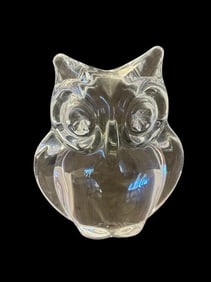 Signed Daum, France Art Glass Owl Figure