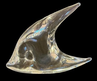 Signed Daum, France Art Glass Angelfish Figure