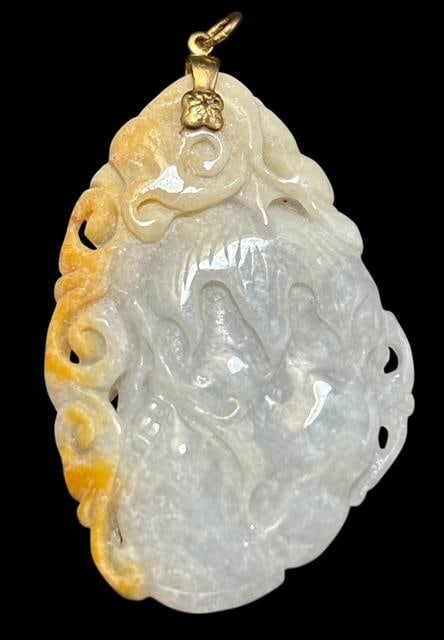 Hand Carved White/Brown Jadeite Pendant (1 of 2)