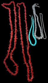 Lot of Five Assorted Necklaces - Coral, Turquoise, Peal and Crystal